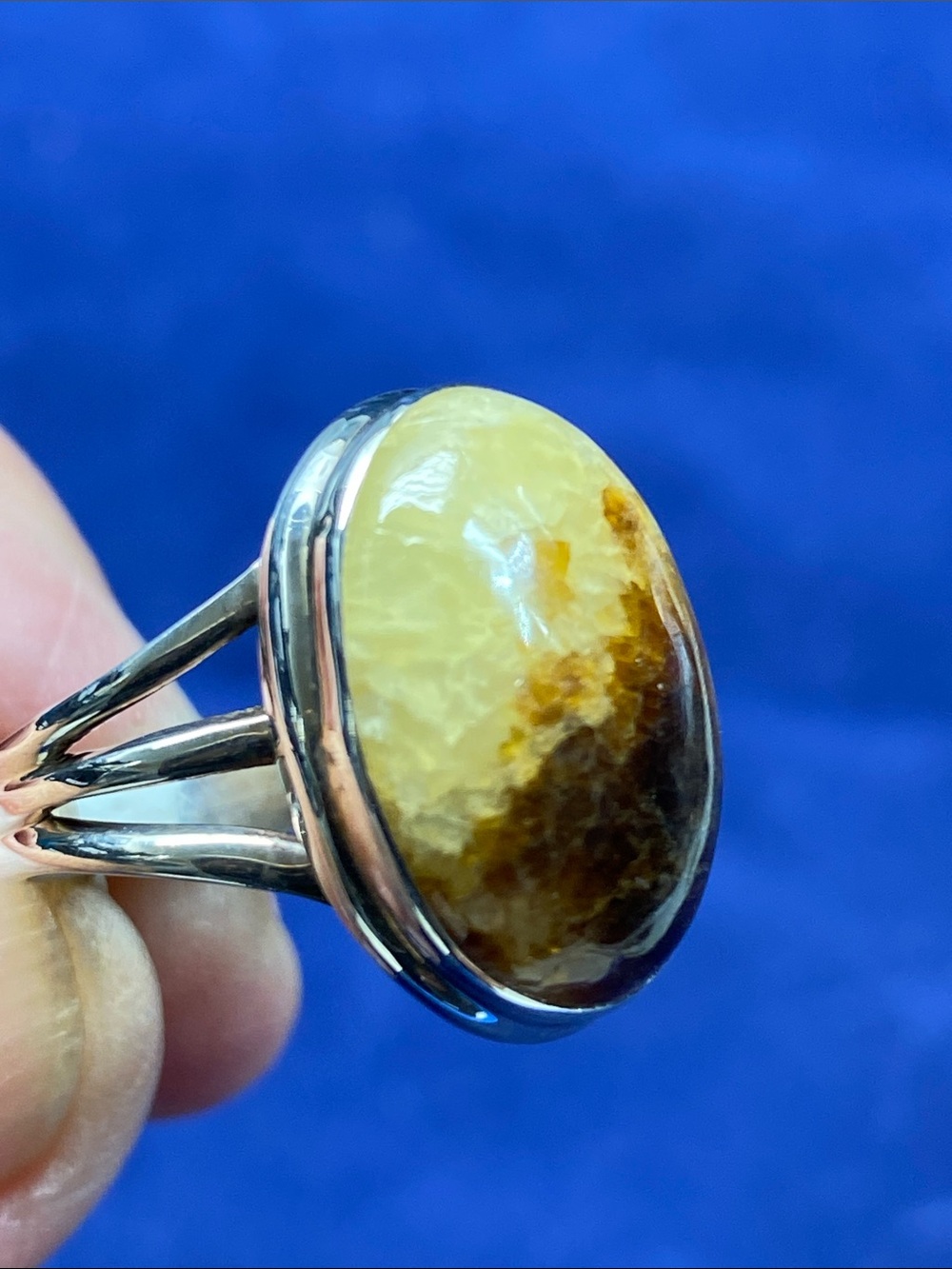 Sterling Silver 925 YELLOW SEPTARIAN TRIPLE BANDS SIZE 7